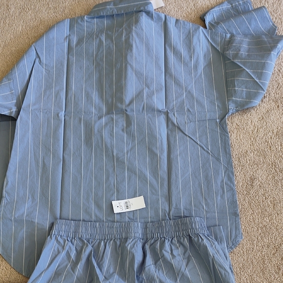 LOFT Lou & Grey Pajama Set in Blue and White Stripes 3 Pcs - Picture 4 of 11